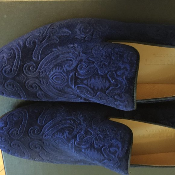New Moretti Black Label Blue Velvet Loafers Sz 10 main image 9